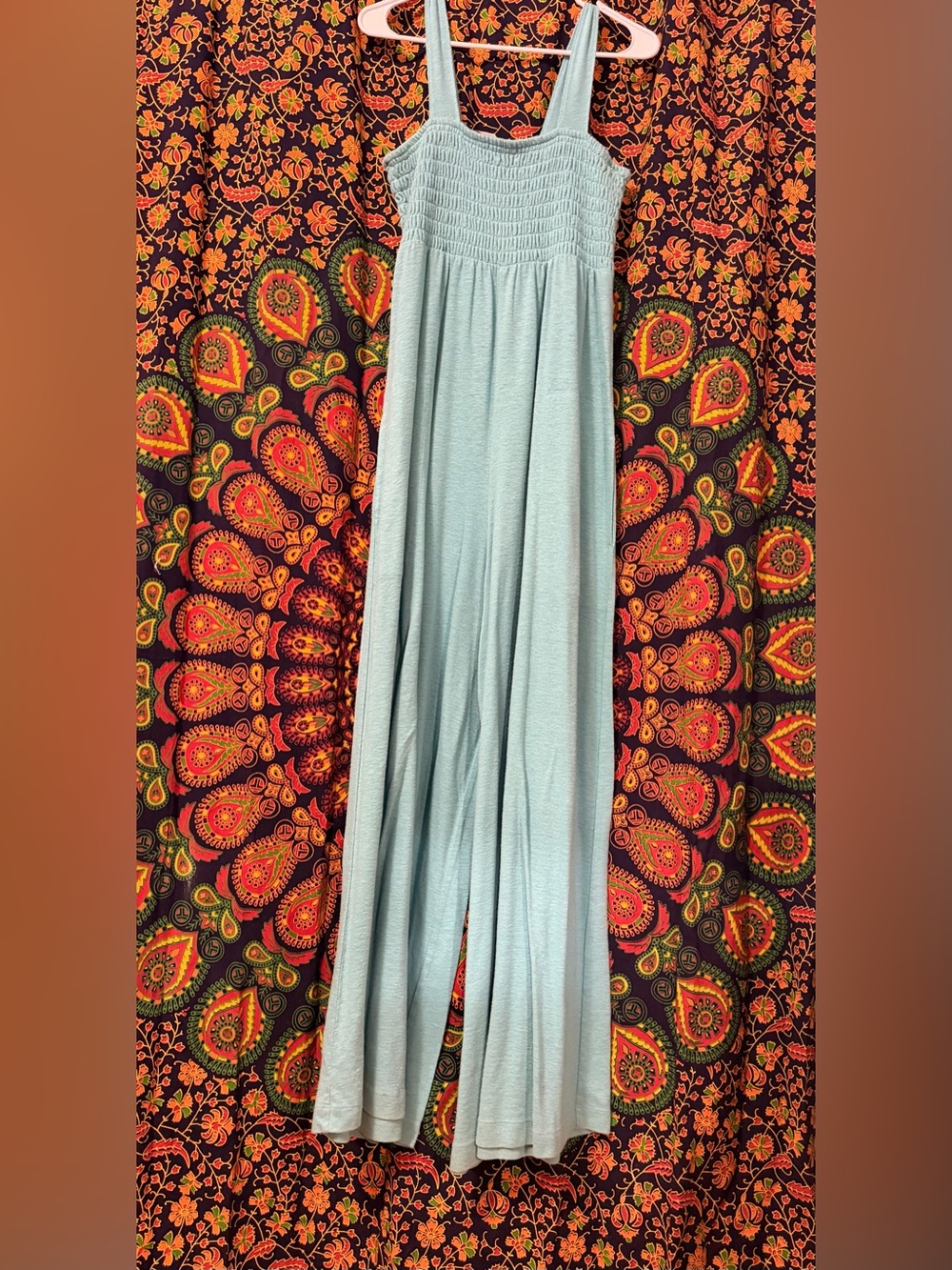 Free People Homecoming Jumper Light Blue Wide-Leg Jumpsuit L